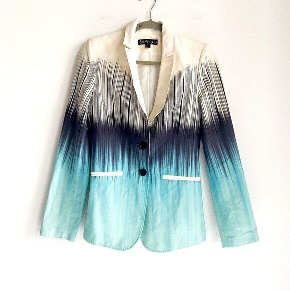 Elizabeth and James Geometric Print Colourful Cotton Linen Blend Summer Blazer 2 - Picture 4 of 5